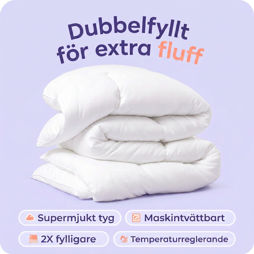 Dubbelstoppat för extra fluff – Marängdvala Täcke